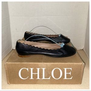 Chloe Black Leather Ballet Flats Sz 38,8